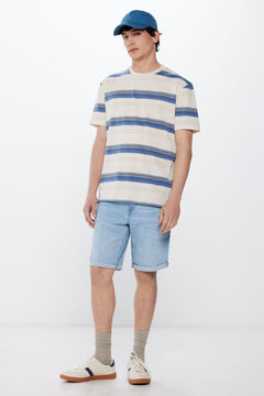 Springfield Ultra-light regular fit denim Bermuda shorts indigo blue