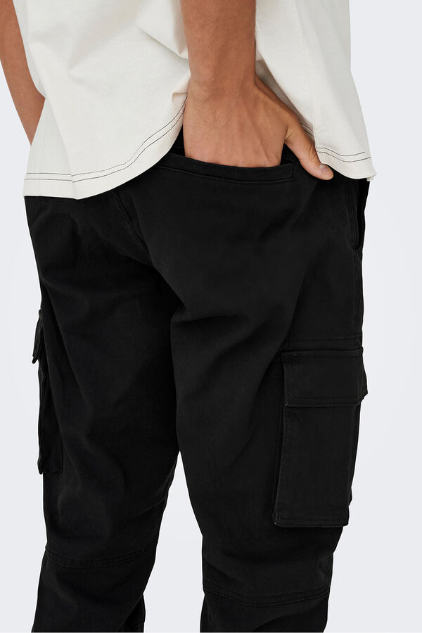Only & Sons Long cargo trousers black