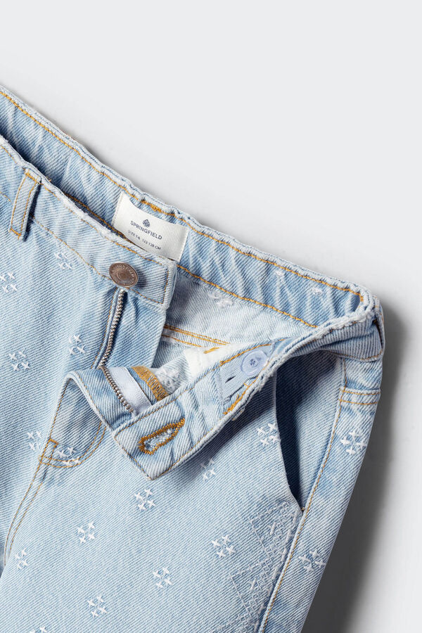 Springfield Kids Jeans culotte bordados para menina azul