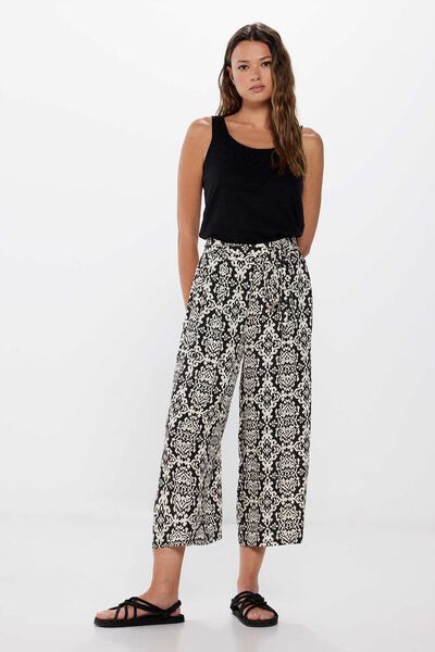 Springfield Pantalon culotte fluide imprimé demi gris