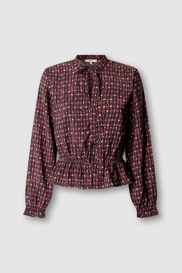 Pepe Jeans Blusa fluida de manga comprida com cinto estampado