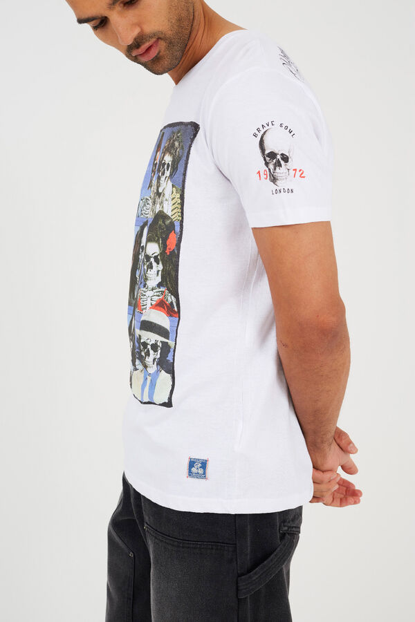 Brave Soul Short sleeve skull T-shirt white