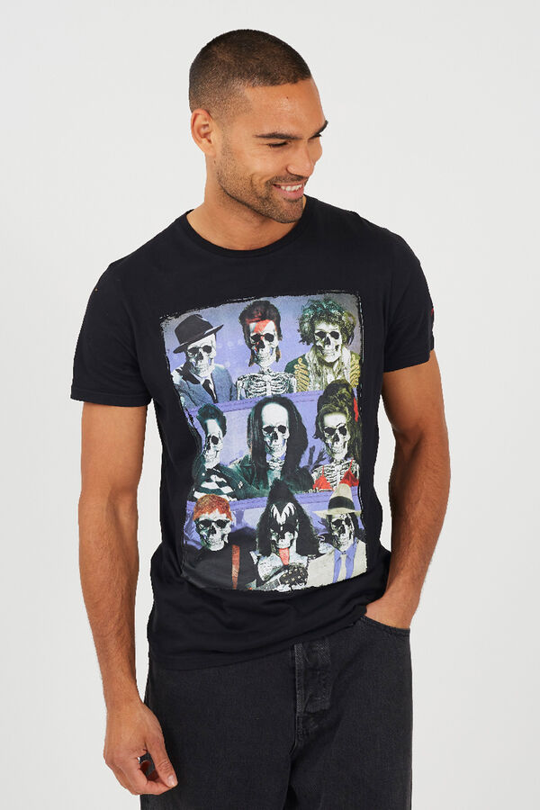 Brave Soul Camiseta calaveras manga corta negro