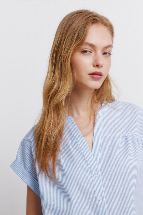 Springfield Linen short sleeve shirt blue