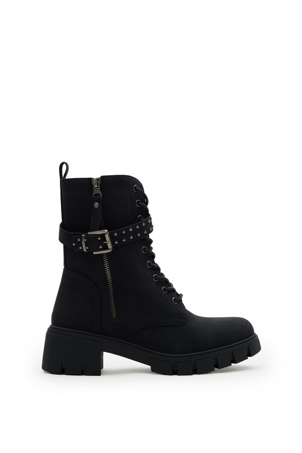 Inside Botines con cordones y cremallera negro