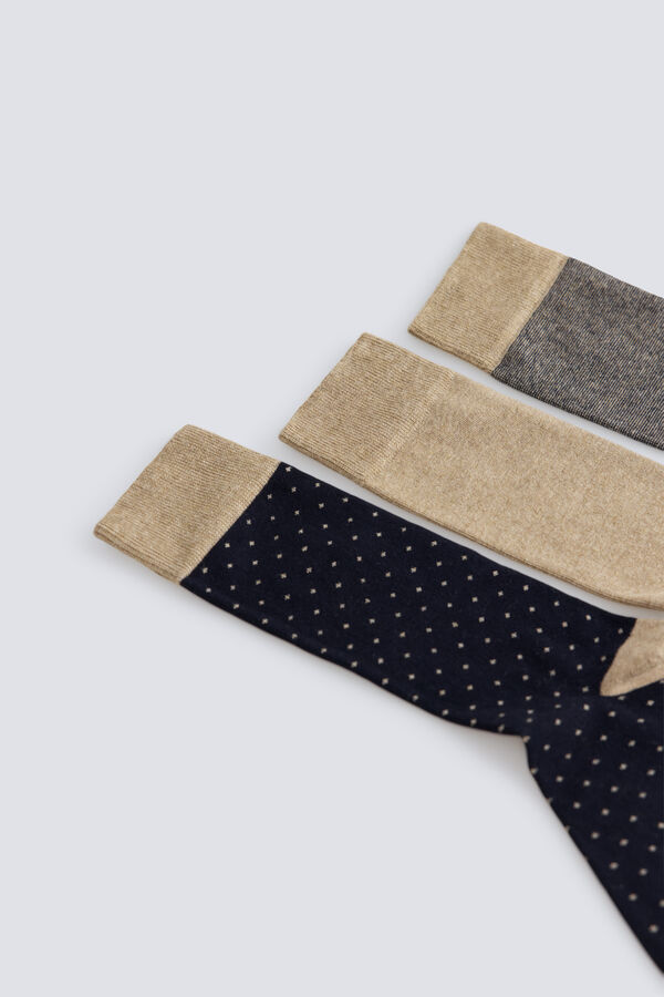 Springfield Beige long socks 3-pack brown