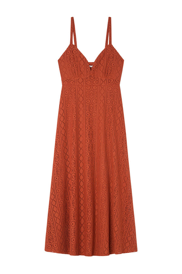 Springfield Strappy Crochet Midi Dress brown