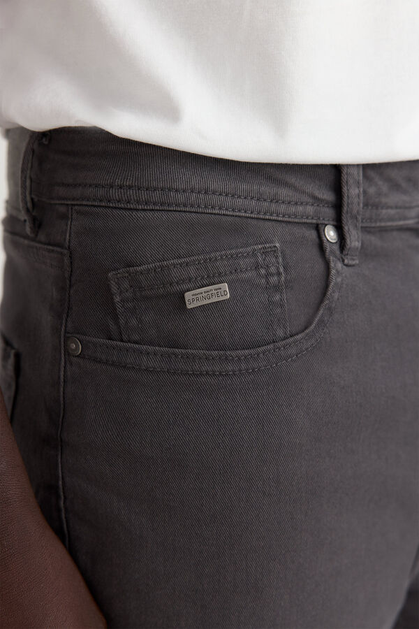 Springfield Washed slim fit 5-pocket trousers grey