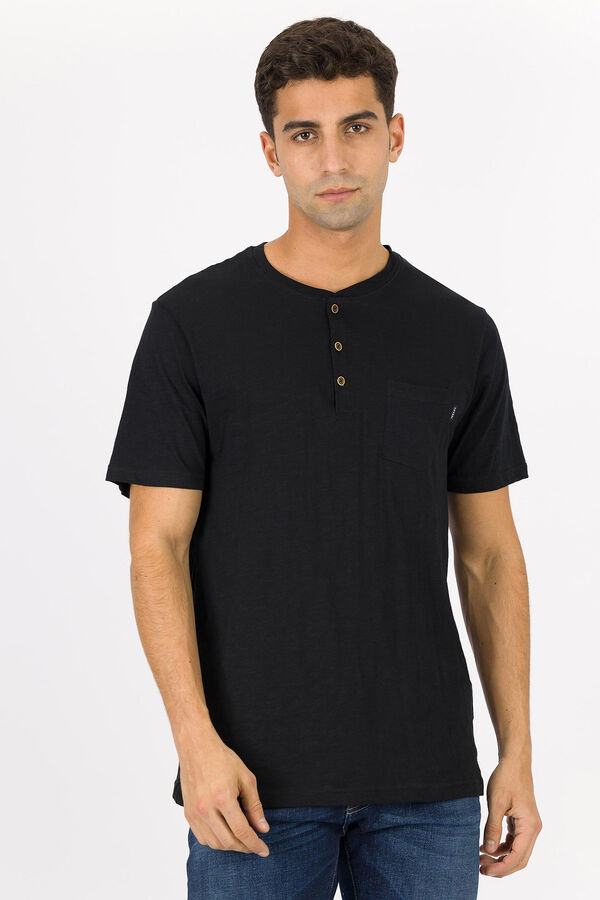 Springfield Camiseta Básica Flamé con Bolsillo negro
