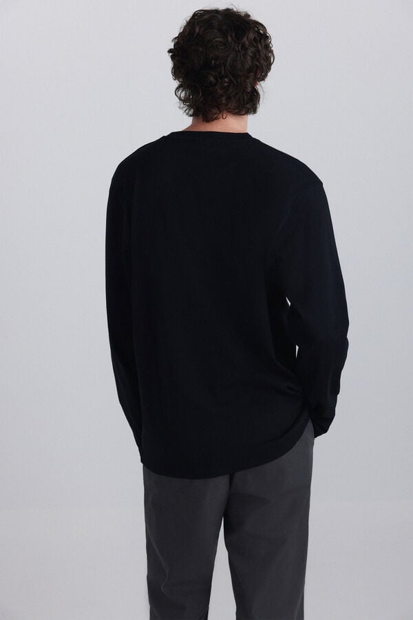 Springfield Ribbed basic long sleeve T-shirt black