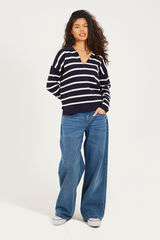 Brave Soul Jersey a rayas con cuello polo azul