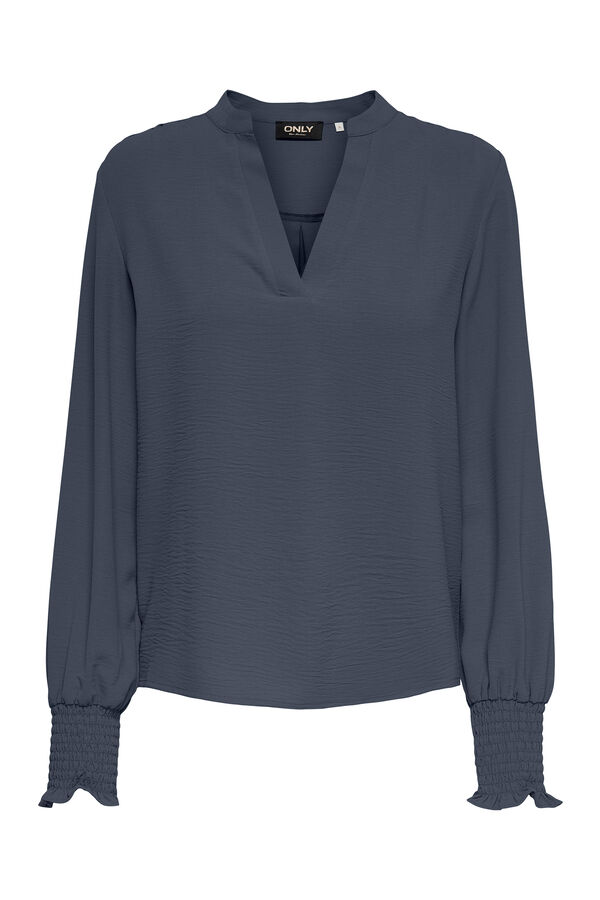Only Blusa manga larga frunces azul