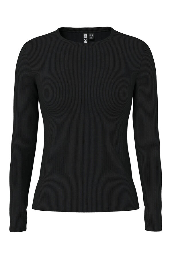 Pieces Striped long sleeve T-shirt black