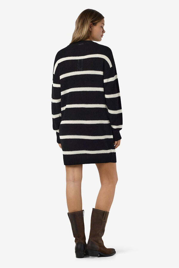 Noisy May Striped jersey-knit dress black