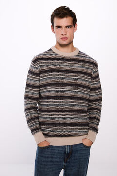 Springfield Strukturierter Streifen Pullover brown