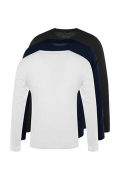 Trendyol Pack de 3 T-shirt b&aacute;sica de gola redonda