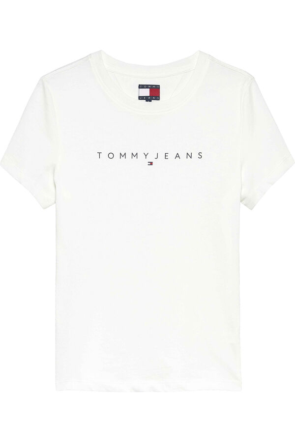 Tommy Jeans T-shirt slim manga curta bege