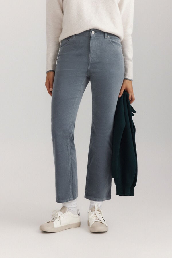 Springfield Pantalone od somota sa zvonastim nogavicama Plava