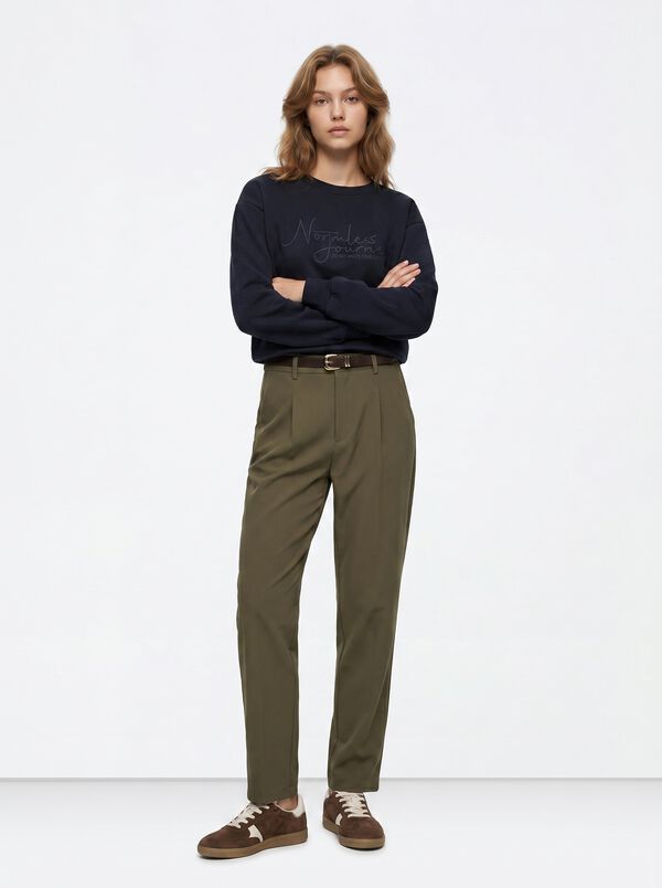Tiffosi Mid-rise pleated trousers beige