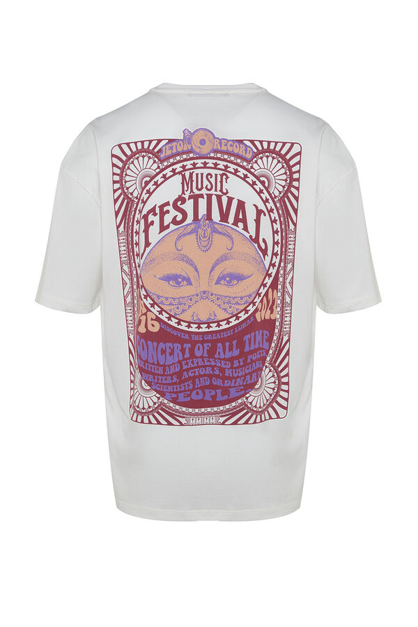 Trendyol Camiseta oversize manga corta marfil