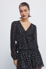 Springfield Lurex blouse with elastic waistband black