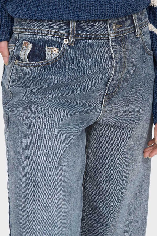 Springfield Jeans tiro bajo wide leg azul medio