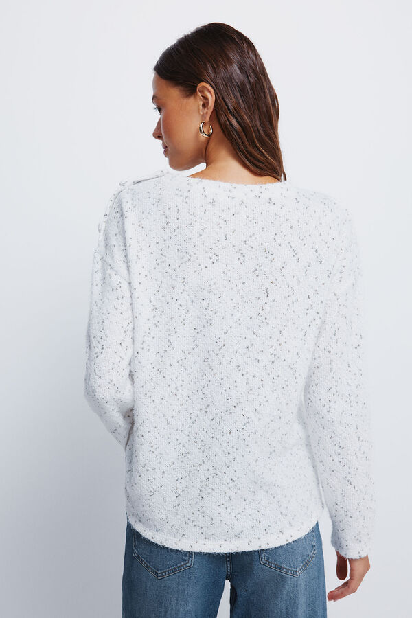 Springfield Chenille jumper with shoulder buttons white