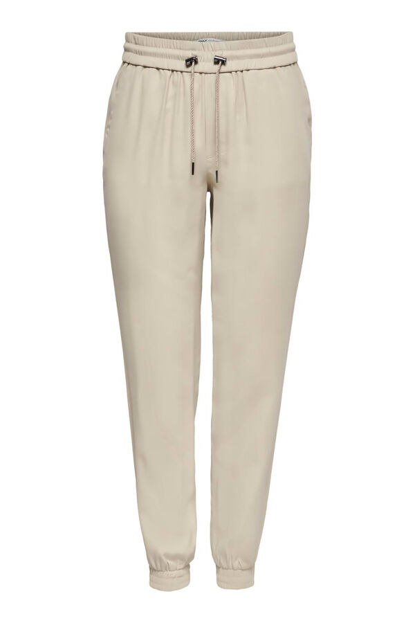 Only Pantal&oacute;n largo fluido de cintura el&aacute;stica gris