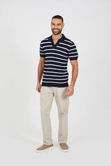 Brave Soul Striped jersey-knit polo shirt blue