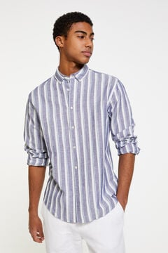 Springfield Striped linen shirt blue