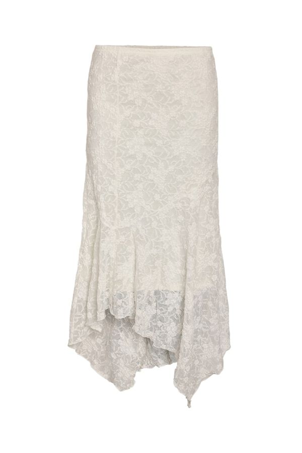 Noisy May Lace asymmetric long skirt white