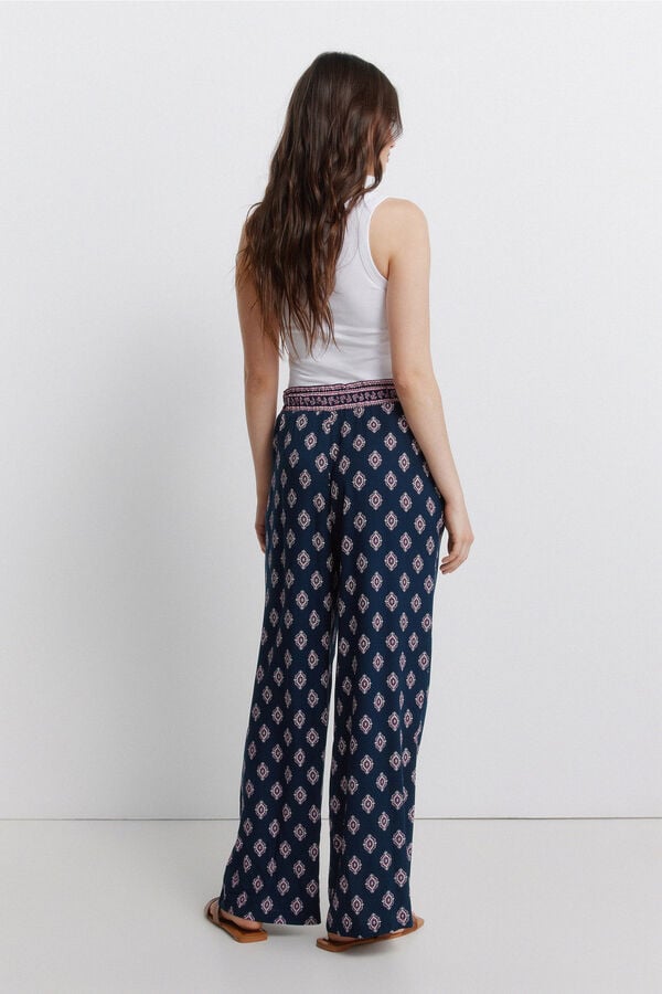 Springfield Pantal&oacute;n fluido estampado azul