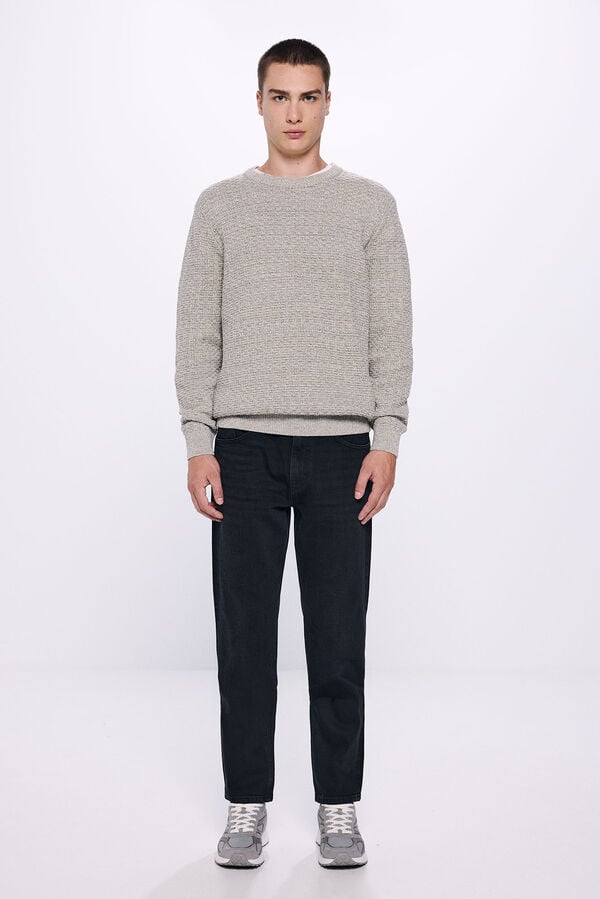 Springfield Textured twisted knit jumper svetlosiva