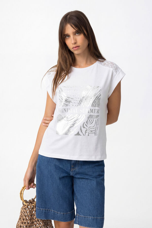 Tiffosi T-shirt with metallic detail blanc