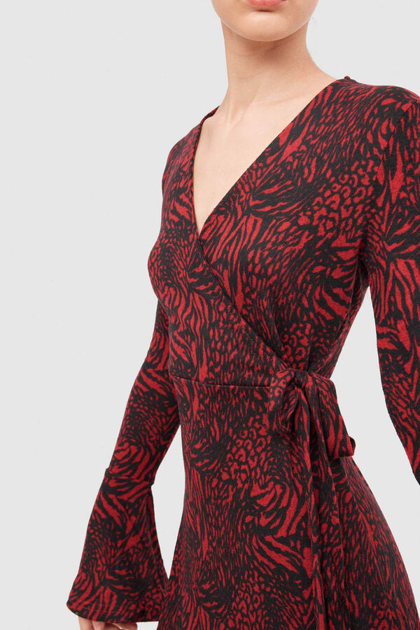 Inside Vestido Cruzado Estampado rojo