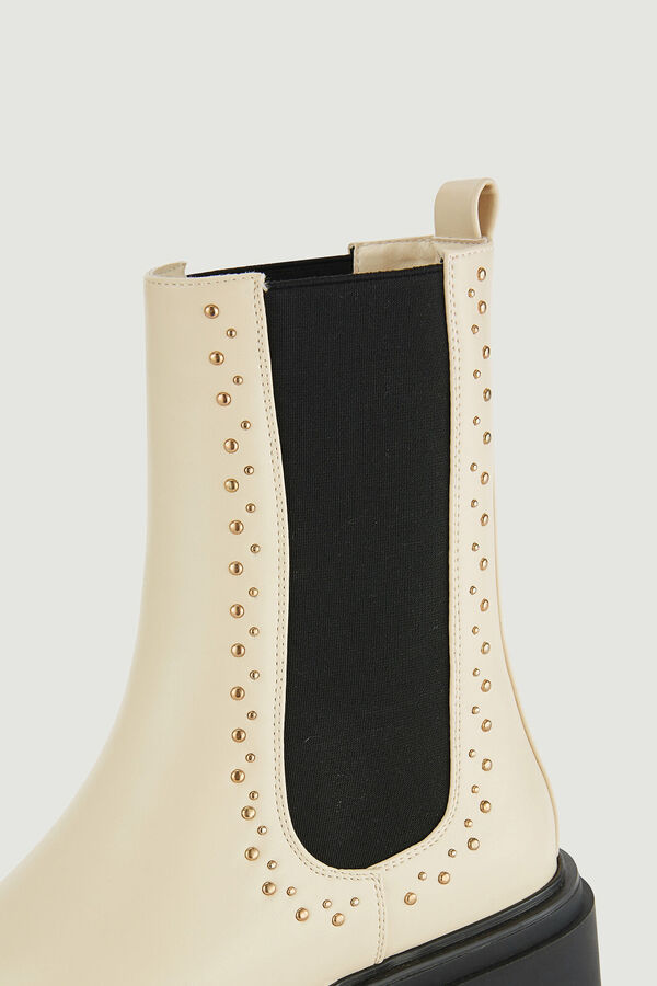 Springfield Chelsea boots with gold studs white
