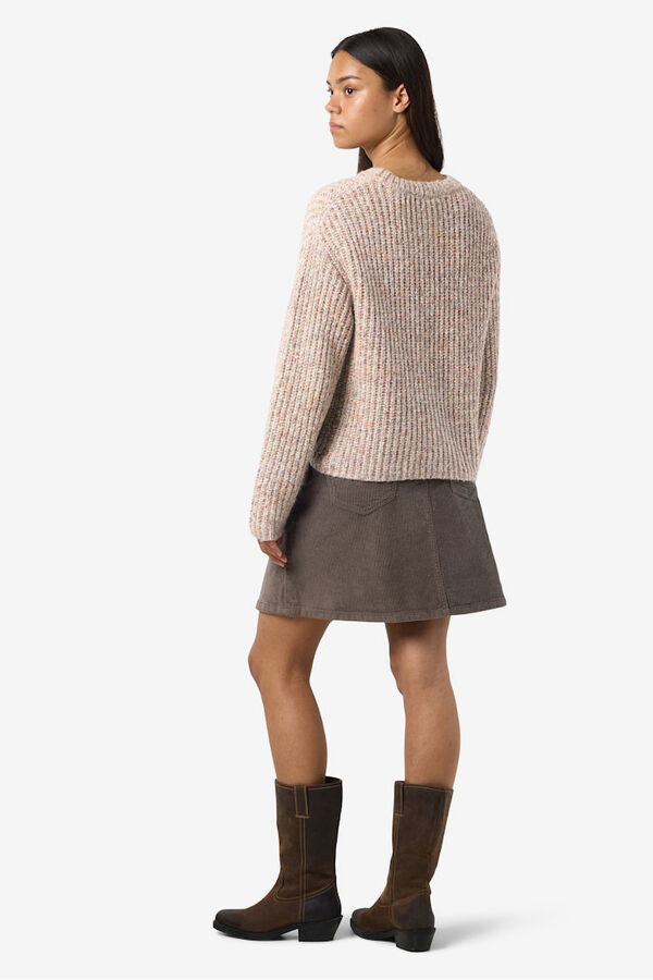 Noisy May Melierter Pullover mit Rundhalsausschnitt Grau