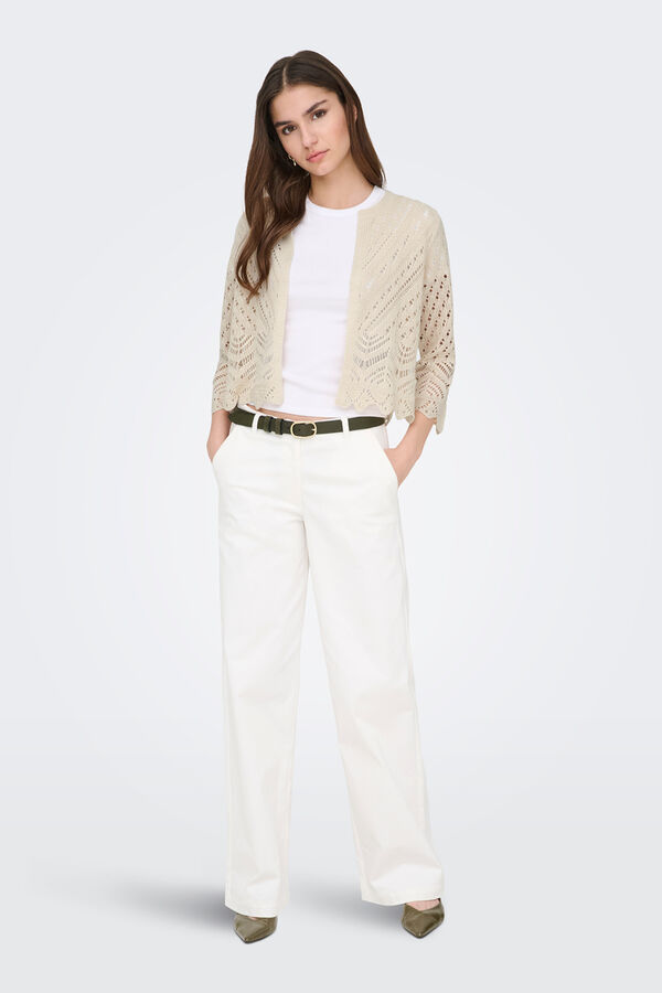 JDY Crochet short cardigan white