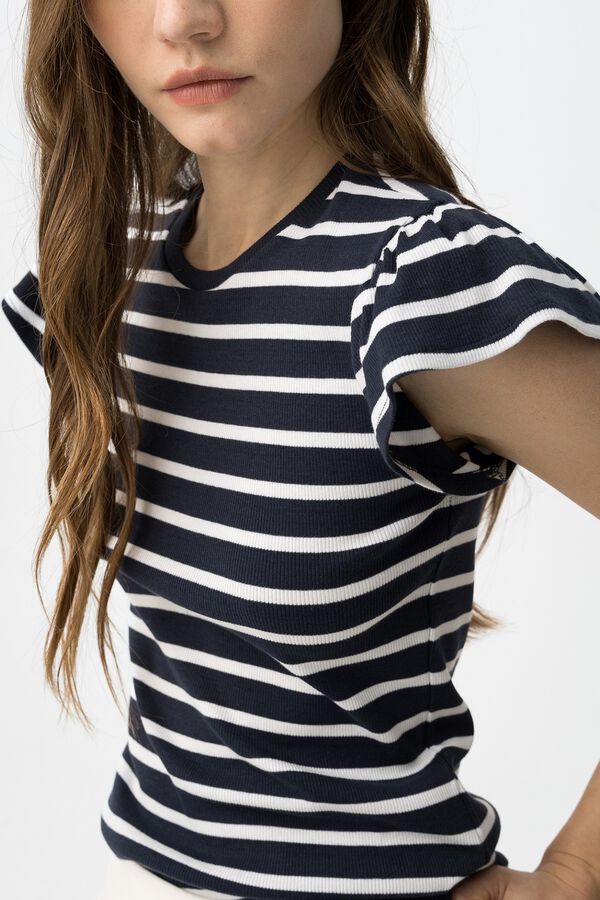 Tiffosi Camiseta rayas manga corta azul