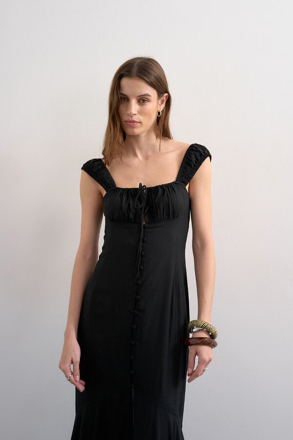 Topshop Vestido largo tirantes negro