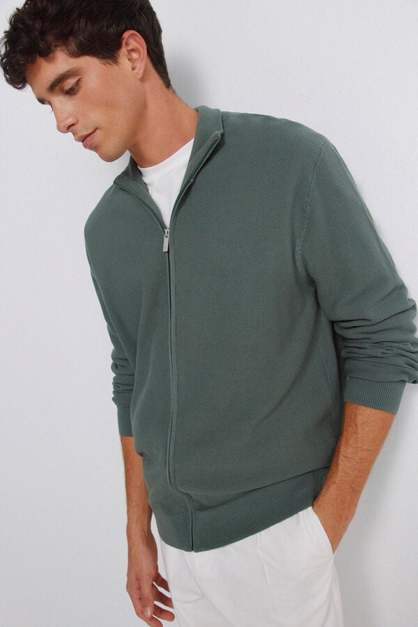Springfield plain structured cardigan green