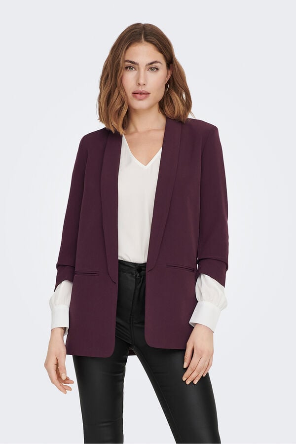 Only Blazer aberta manga arrega&ccedil;ada rosa