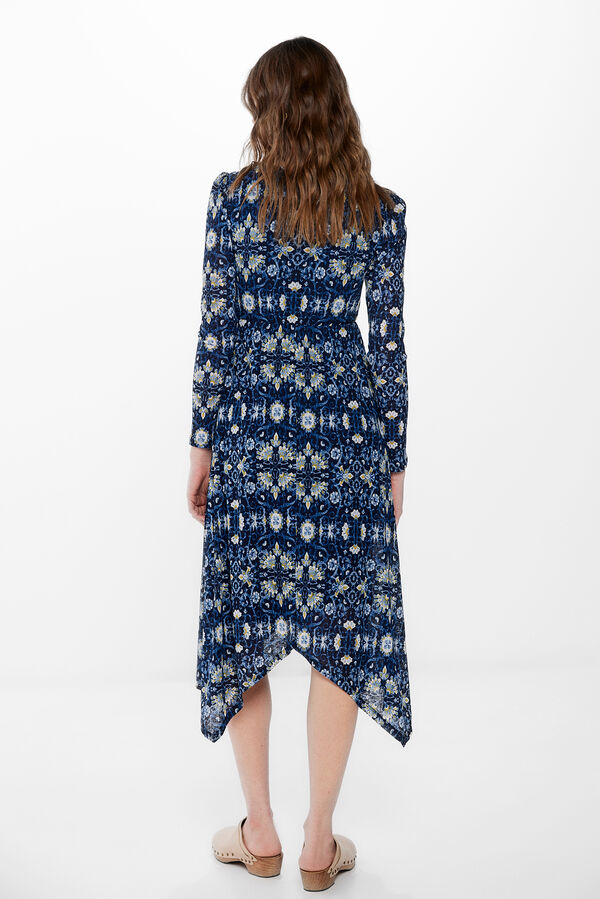 Springfield Midi haljina s izrezom s bordurom plava