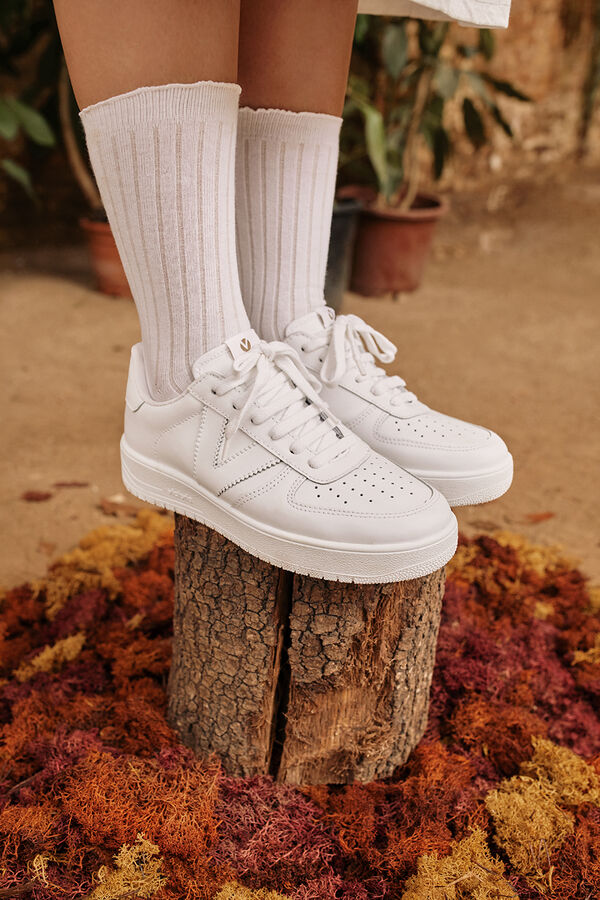 Springfield Faux leather retro high-top trainers white