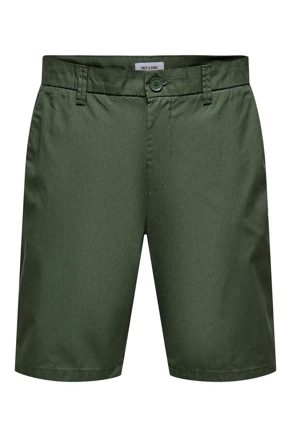 Only & Sons Bermuda shorts with zip fastening and button green
