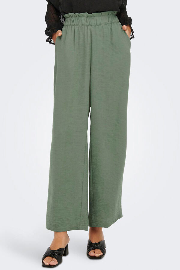 JDY Weite Hose mit Gummizug Gr&uuml;n