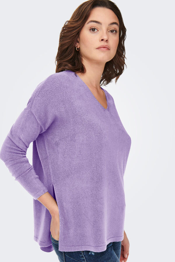 Springfield Women's knit jumper with V-neck purple