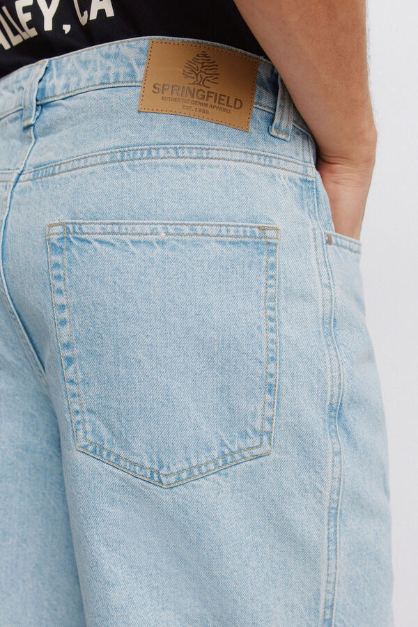 Springfield Straight fit denim Bermuda shorts blue