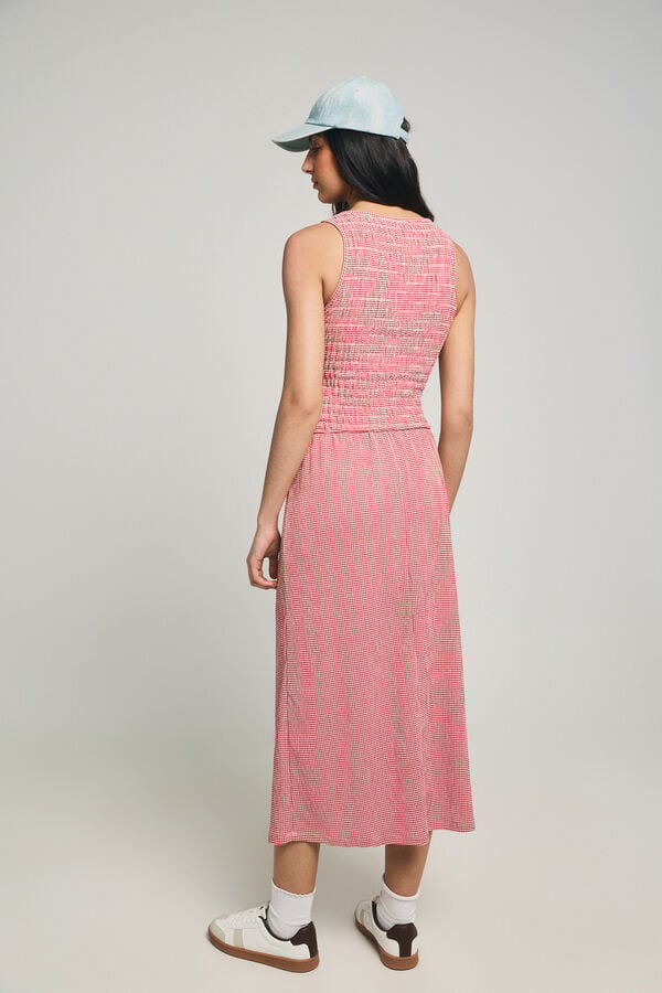 Only Vestido largo cuadros vichy rojo