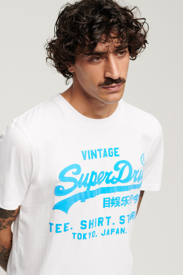 Springfield Camiseta flúor con logo Vintage blanco
